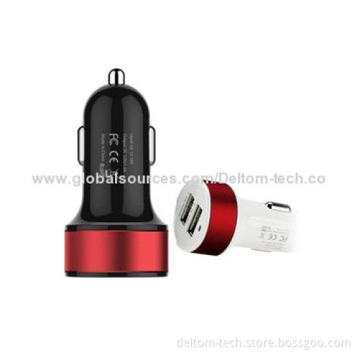 Hotsale In-car charger with aluminum circle, dual USB output, 2.0A output